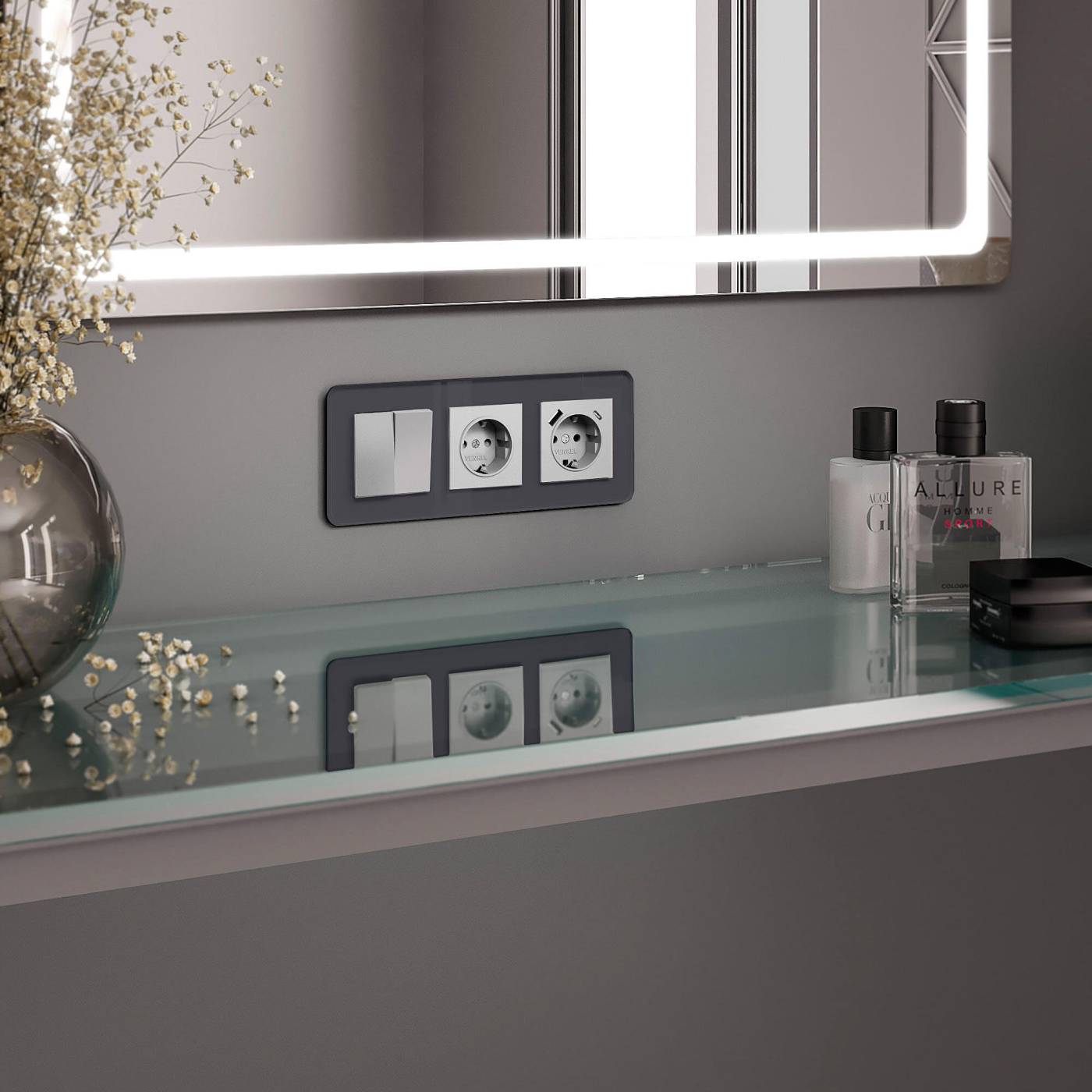 Рамка Werkel Elite графит W0032440/ Рамка на 3 поста Elite (графит, стекло)