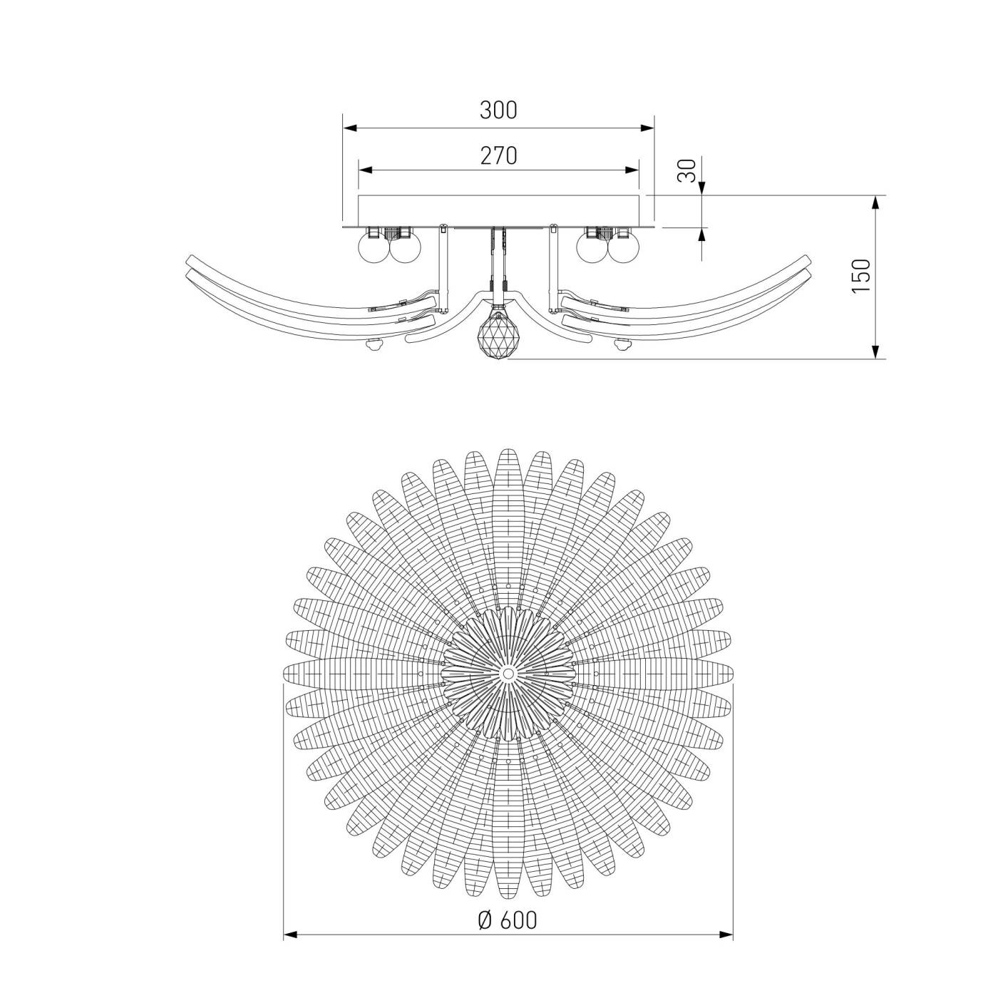 Потолочная люстра Flowers Eurosvet 101015/10 латунь Smart