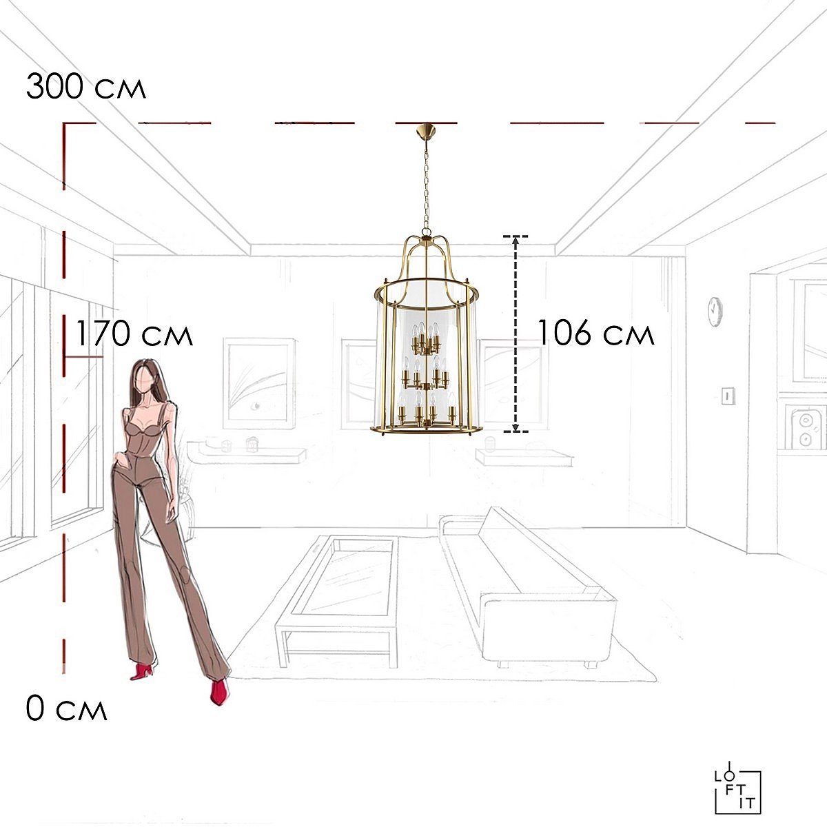 10456/12 AB Подвесная люстра Loft It Lighthouse 10456/12 AB