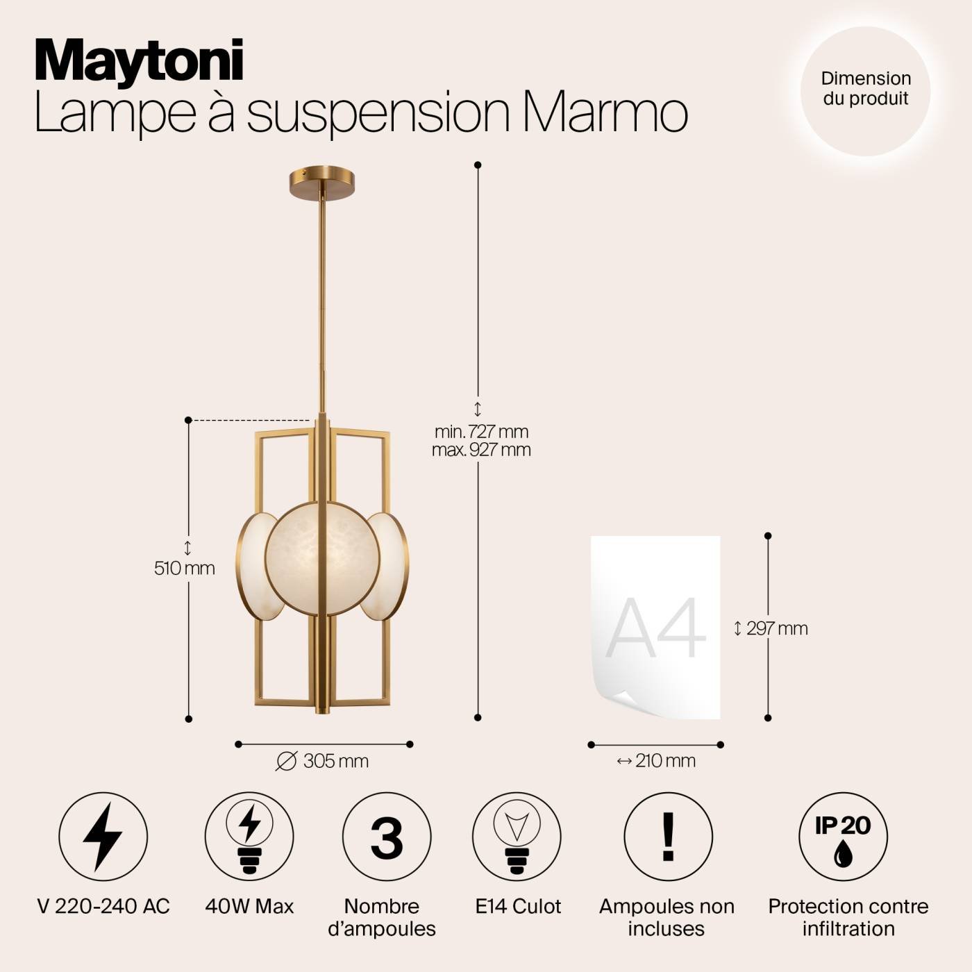 MOD099PL-03G Люстра на штанге Maytoni Marmo MOD099PL-03G
