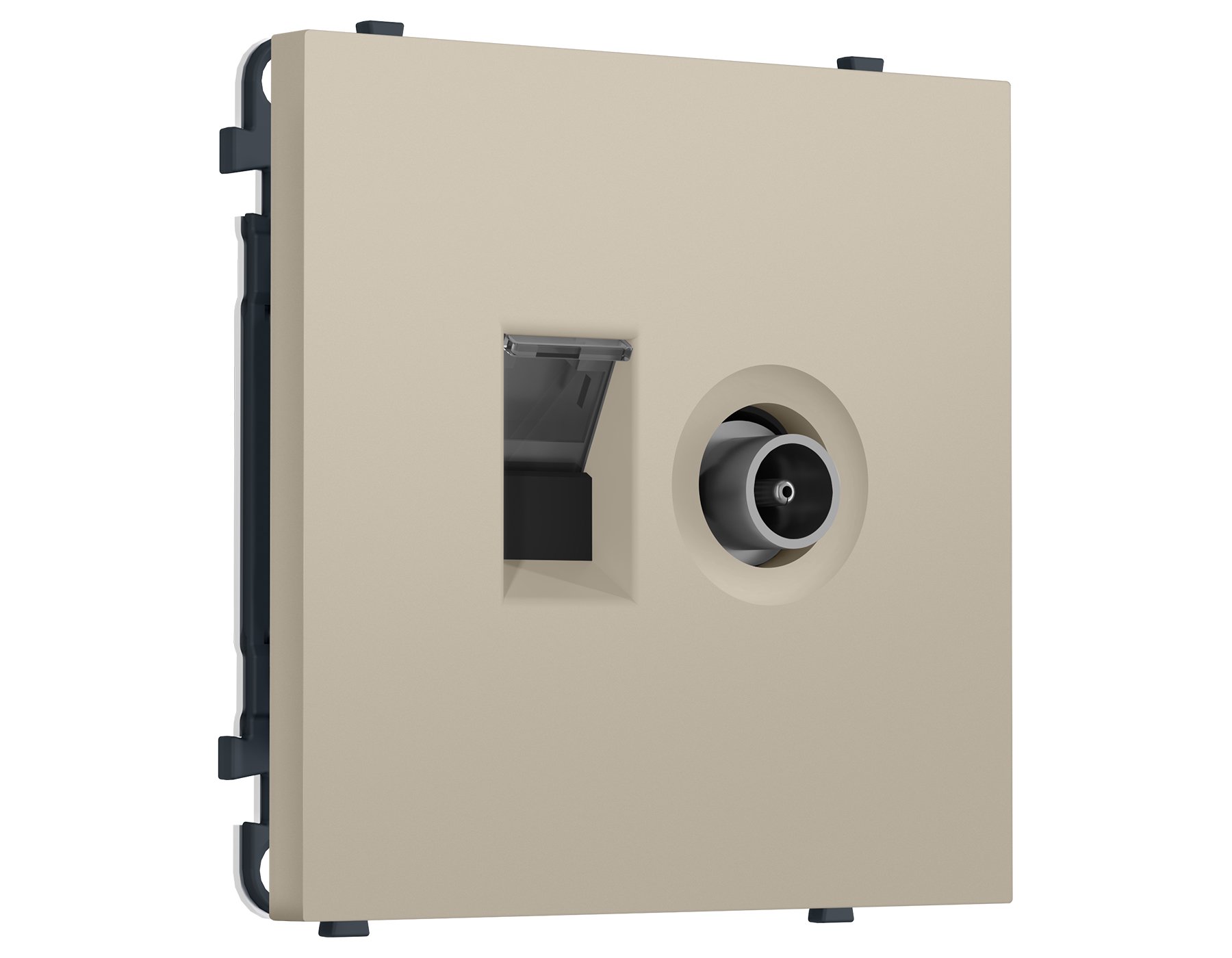 MS352510 MS352510 Комплект механизма розетки компьютерной + TV оконечной SIGMA Кашемир RJ-45 (8P8C) CAT6/50-870MHz 1dB с/ш QUANT PRO (SP3525, PR195)