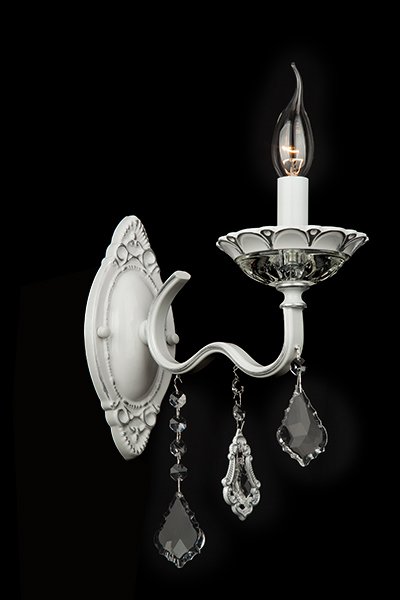 Настенное бра Eurosvet Эммануэль 10049/1 белый с серебром/прозрачный хрусталь Strotskis