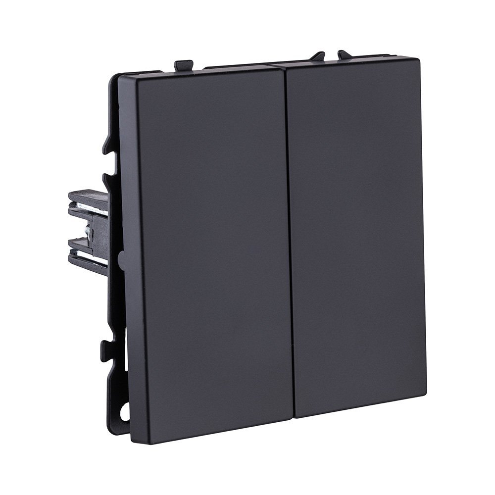 EC-025BK Выключатель кнопочный 2-клавишный 10А/250В, черный матовый Kollinger Eclipse EC-025BK
