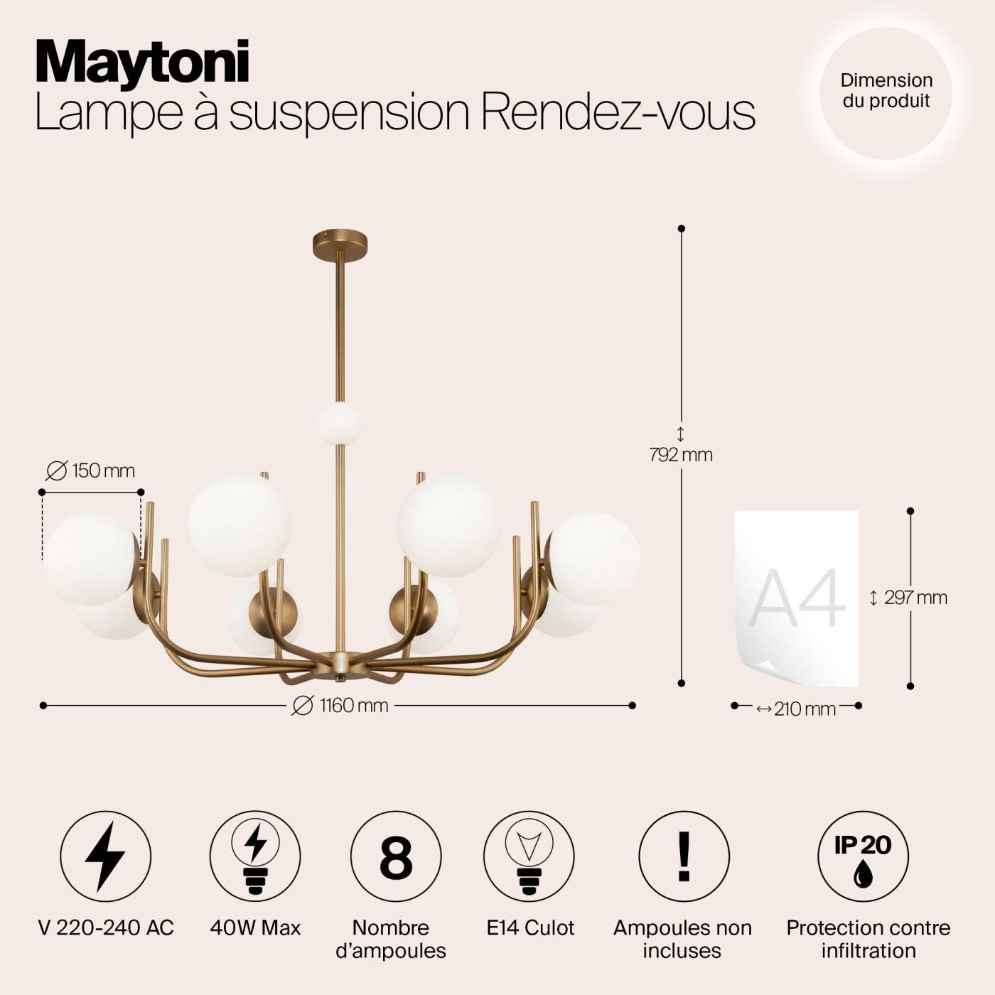 MOD109PL-08BS Люстра на штанге Maytoni Rendez-Vous MOD109PL-08BS