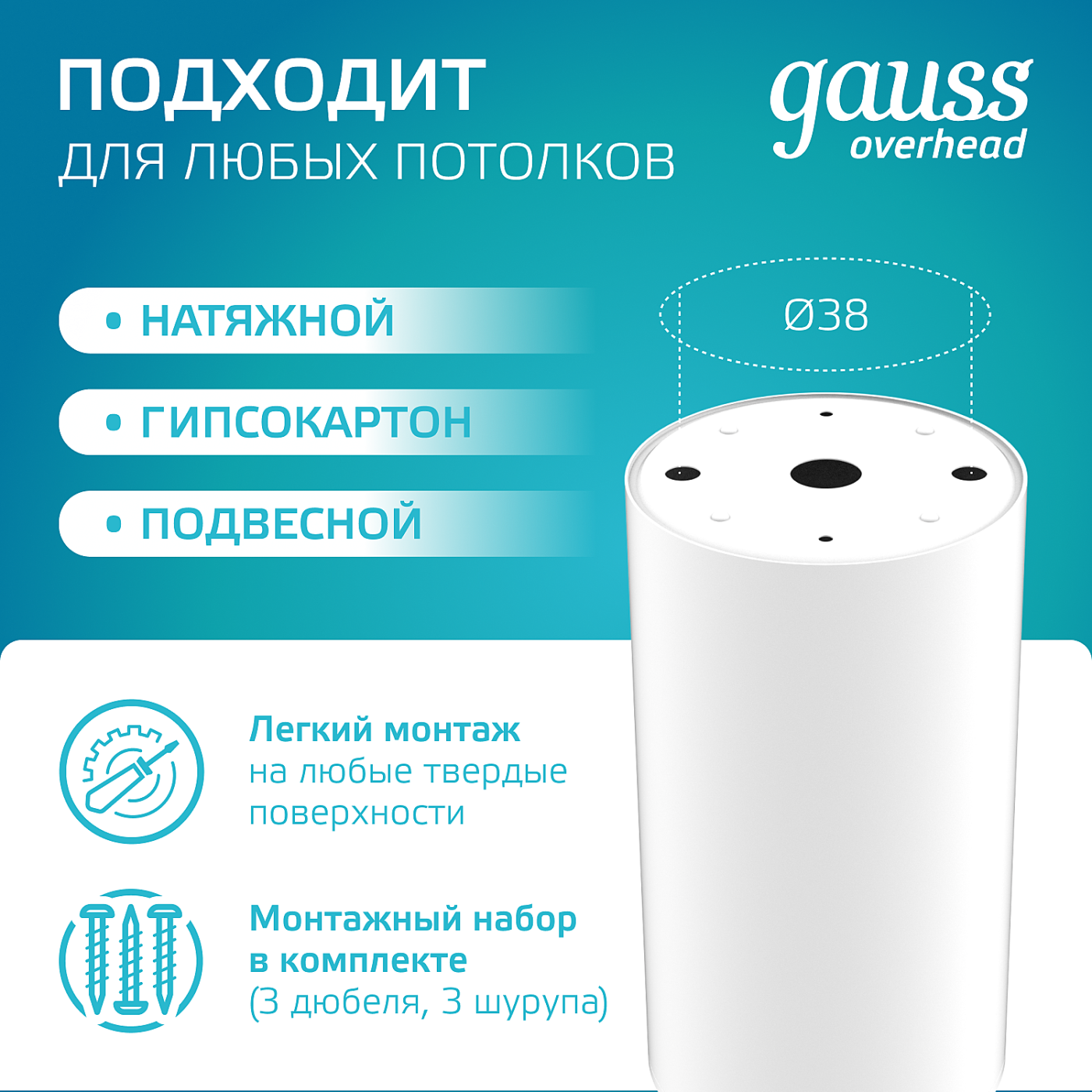 Накладной светильник Gauss HD062
