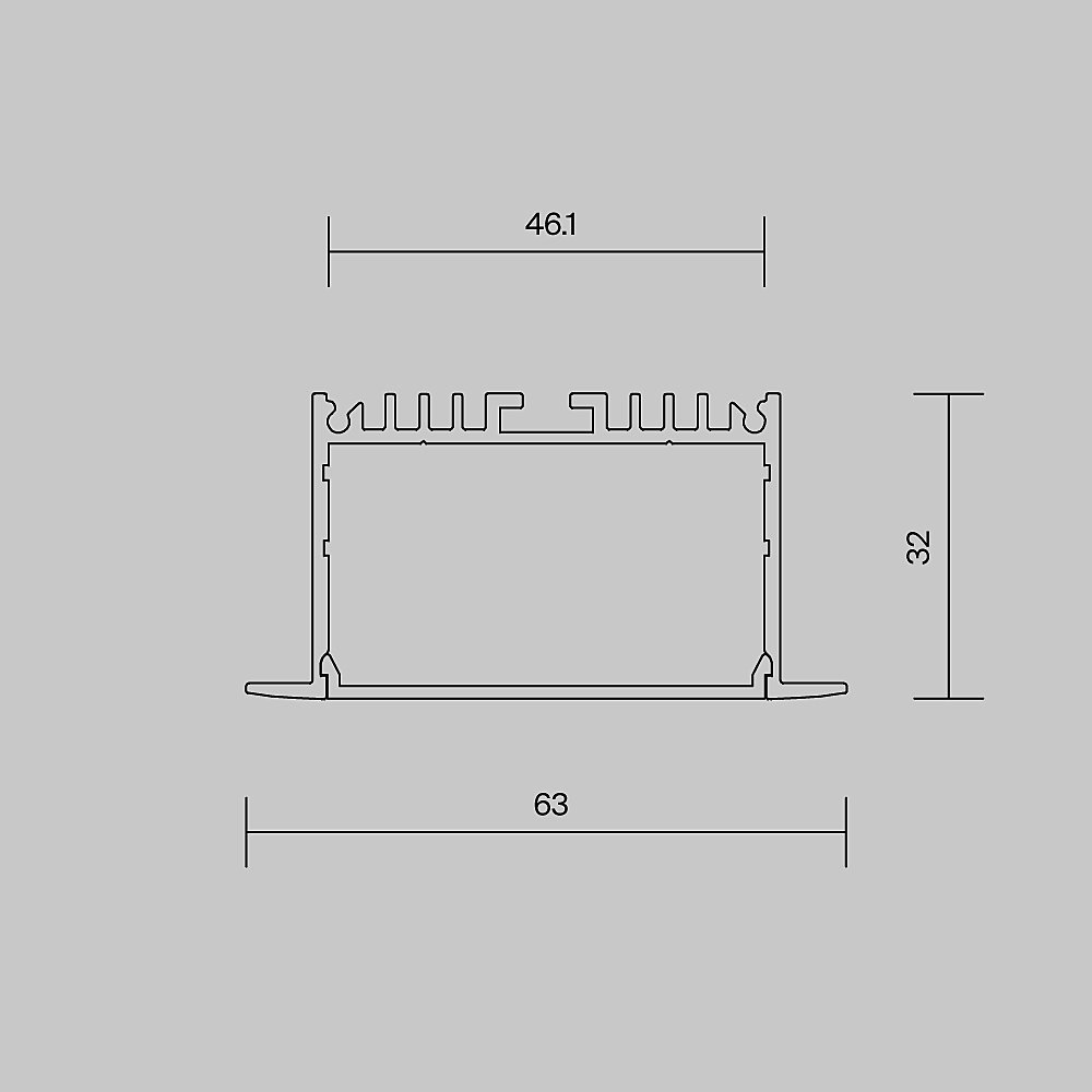 632004 Алюминиевый профиль встраиваемый ALM-6332-S-2M Maytoni Встраиваемый с накладным фланцем профиль 632004