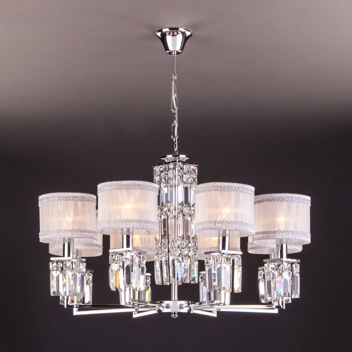 10099/8 хром/прозрачный хрусталь Strotskis Подвесная хрустальная люстра Zaffiro Eurosvet 10099/8 хром/прозрачный хрусталь Strotskis