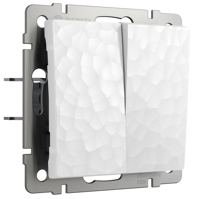 W1220001/ Выключатель двухклавишный (hammer белый) Выключатель Werkel W1220001/ Выключатель двухклавишный (hammer белый)