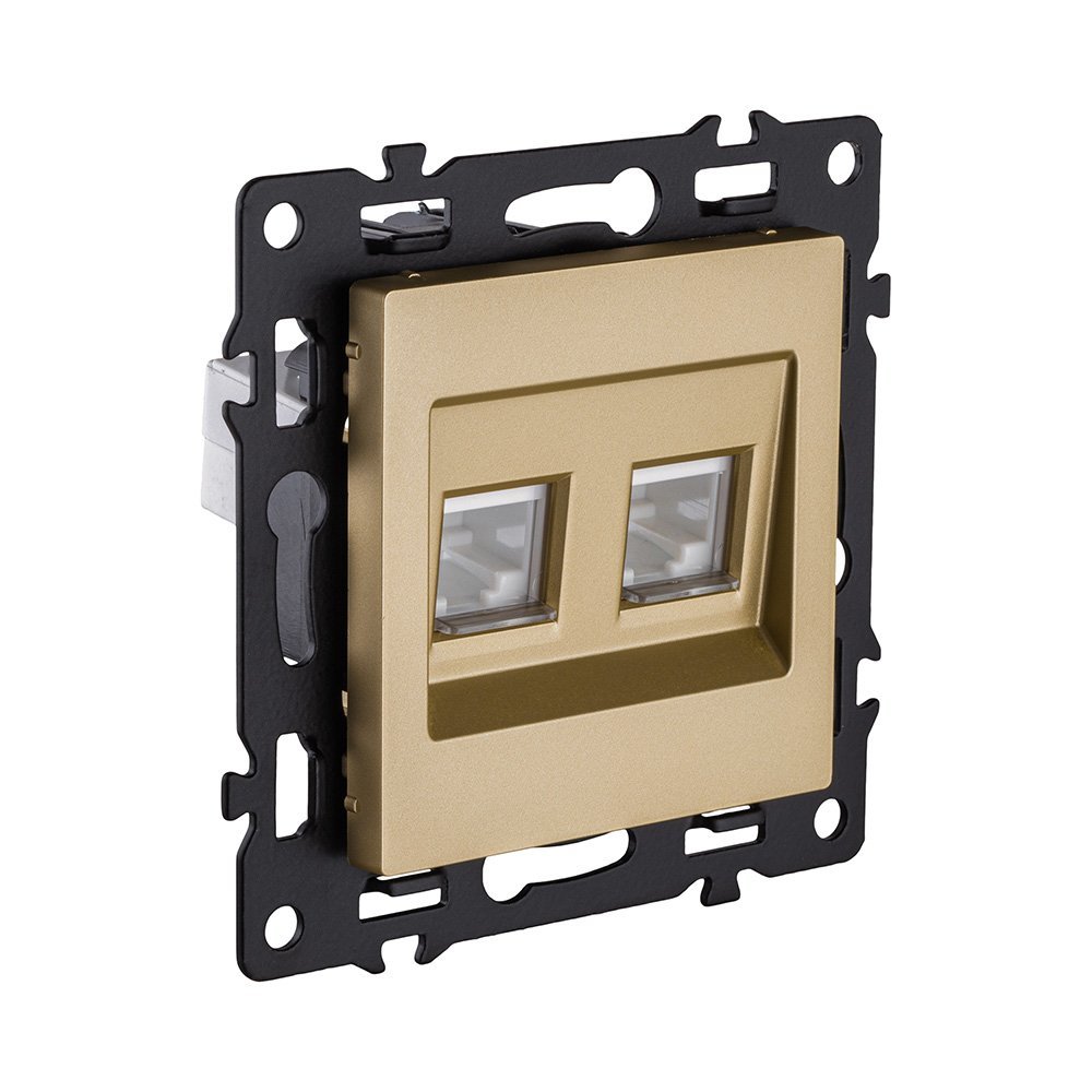 AS-018GD Розетка двойная Ethernet RJ45 Cat.6, золотой Kollinger Asthetik AS-018GD