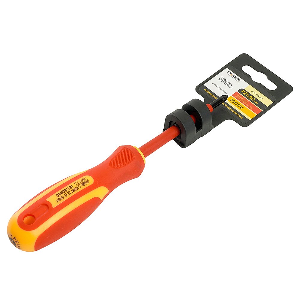 Отвертка крестовая диэлектрическая Pz 1 х 80 мм Stekker SDE-PZ1-80 49617