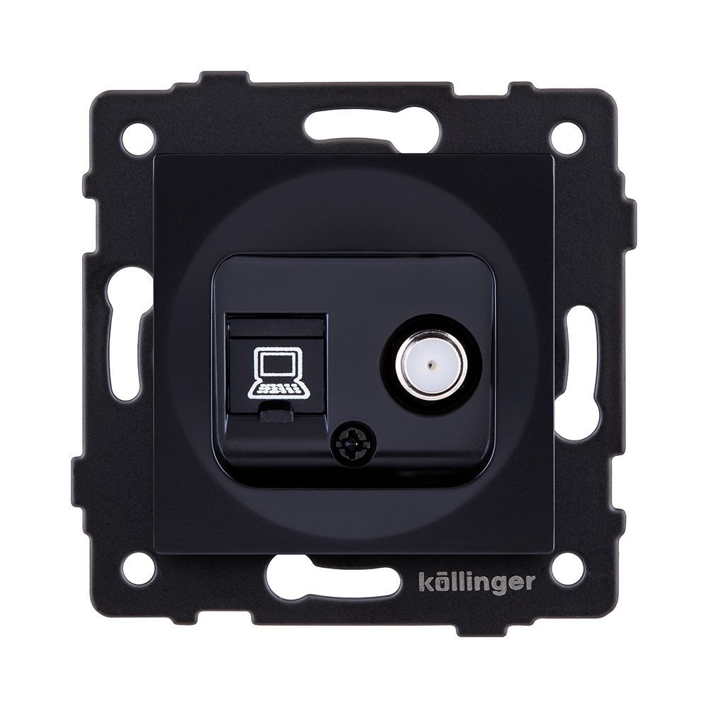 REA-022BK Розетка двойная спутниковая SAT + RJ45 Cat.6, черный Kollinger REA-022BK для Aspekt, Eleganz, Reflex