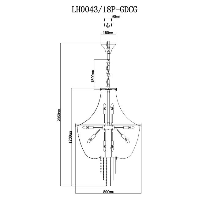 LH0043/18P-GDCG Подвесная люстра Lumien Hall Lissone LH0043/18P-GDCG