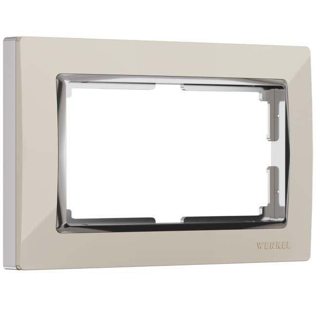 W0081903/ Рамка для двойной розетки Snabb (слоновая кость/хром) Рамка Werkel W0081903/ Рамка для двойной розетки Snabb (слоновая кость/хром)