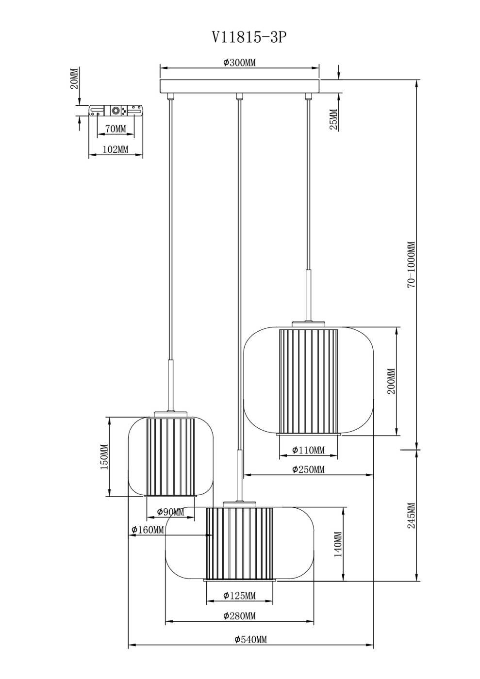 Светильник подвесной Moderli Ember V11815-3P