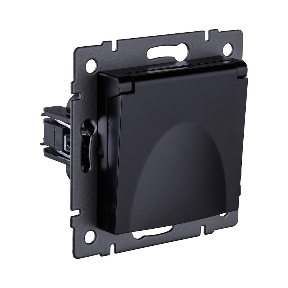 Розетка штепсельная SCHUKO 16A/250 В с крышкой, черный Kollinger REA-006BK для Aspekt, Eleganz, Reflex