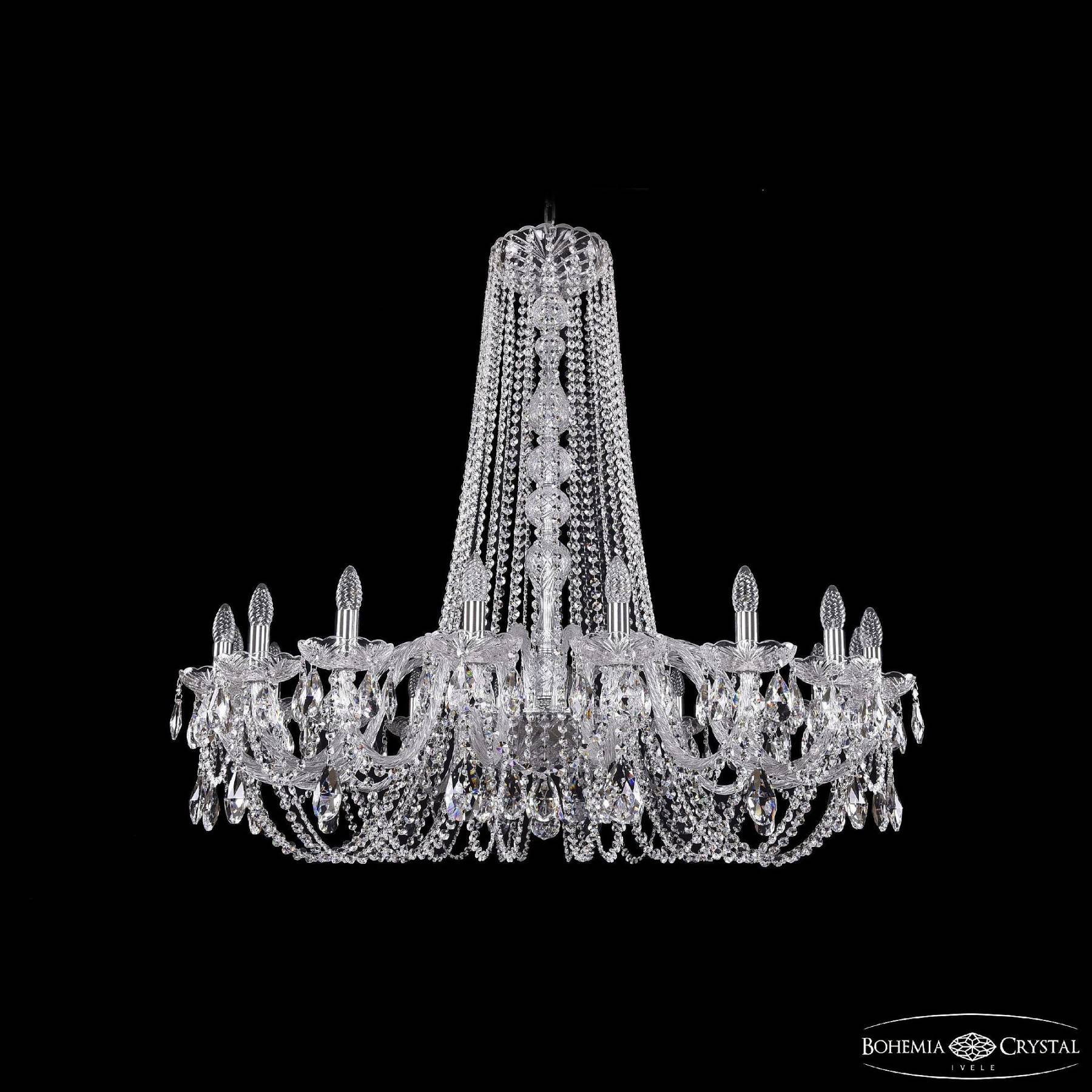 1402/18/400/h-105 Ni Подвесная хрустальная люстра 1402 Bohemia 1402/18/400/h-105 Ni