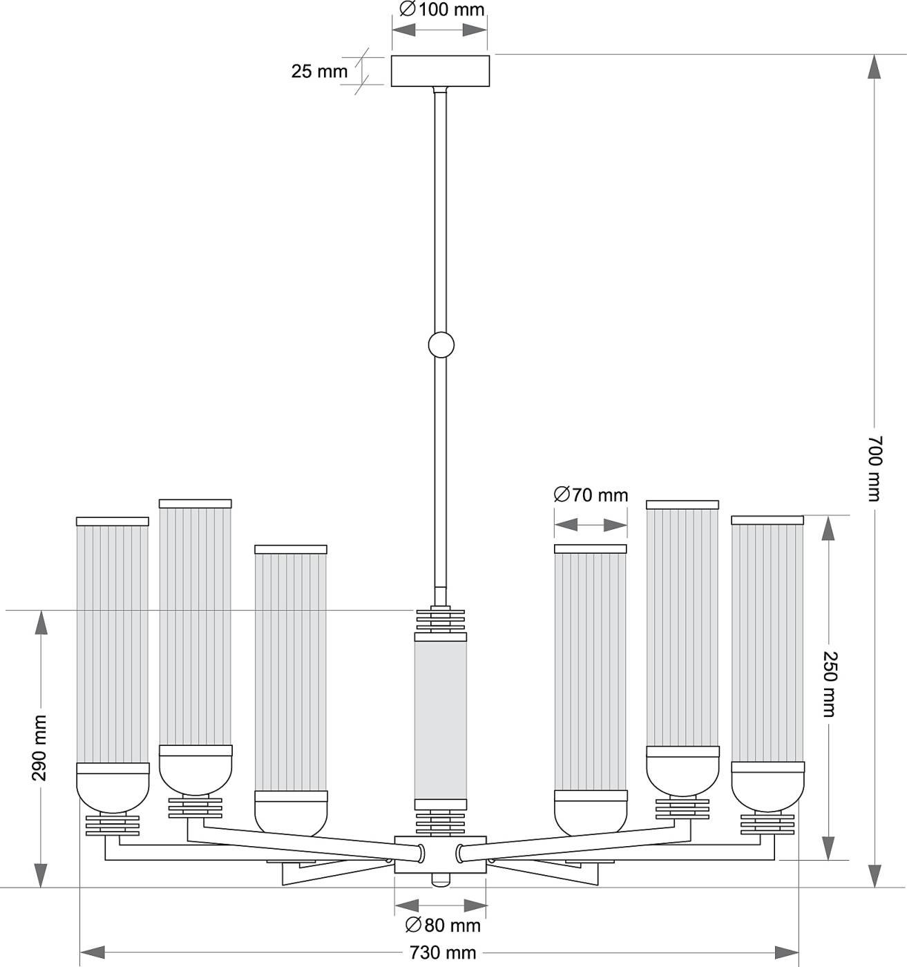 Люстра на штанге Kutek Izano IZA-ZW-6(P/6)B