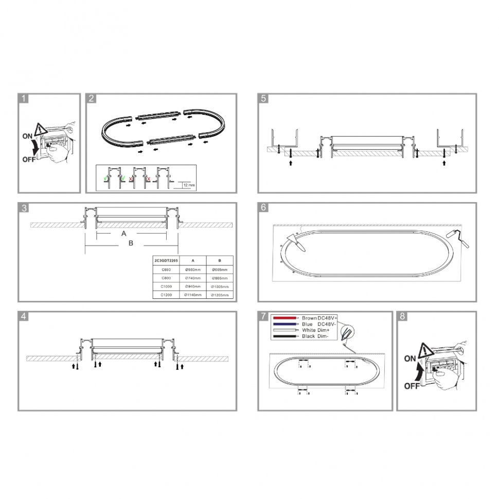 Шинопровод магнитный встраиваемый радиусный iLEDEX TECHNICAL VISION48/22 4822-1/2-D800-BK