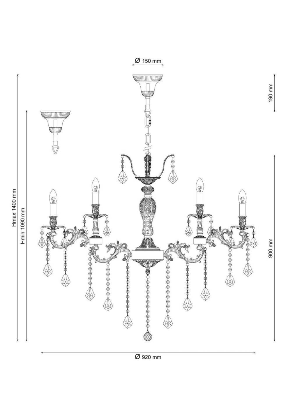 BARLETTA 122.12.6 antique Подвесная хрустальная люстра Barletta Lucia Tucci BARLETTA 122.12.6 antique