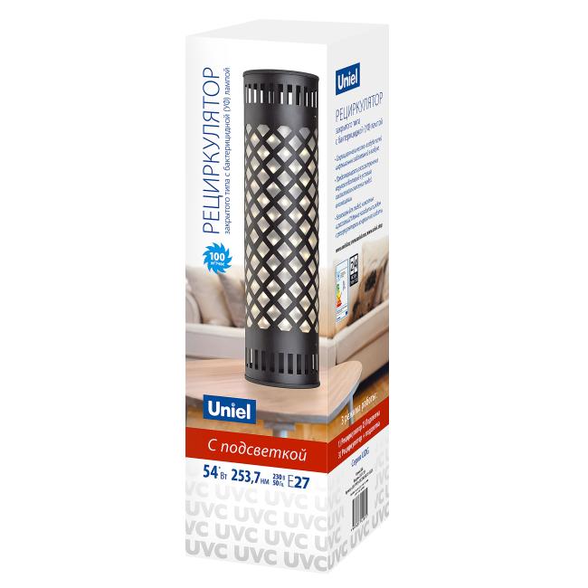 UDG-V100A UVCB/4000K D01 BLACK Рециркулятор закрытого типа с бактерицидной лампой Е27 Uniel Udg рециркуляторы UDG-V100A UVCB/4000K D01 BLACK