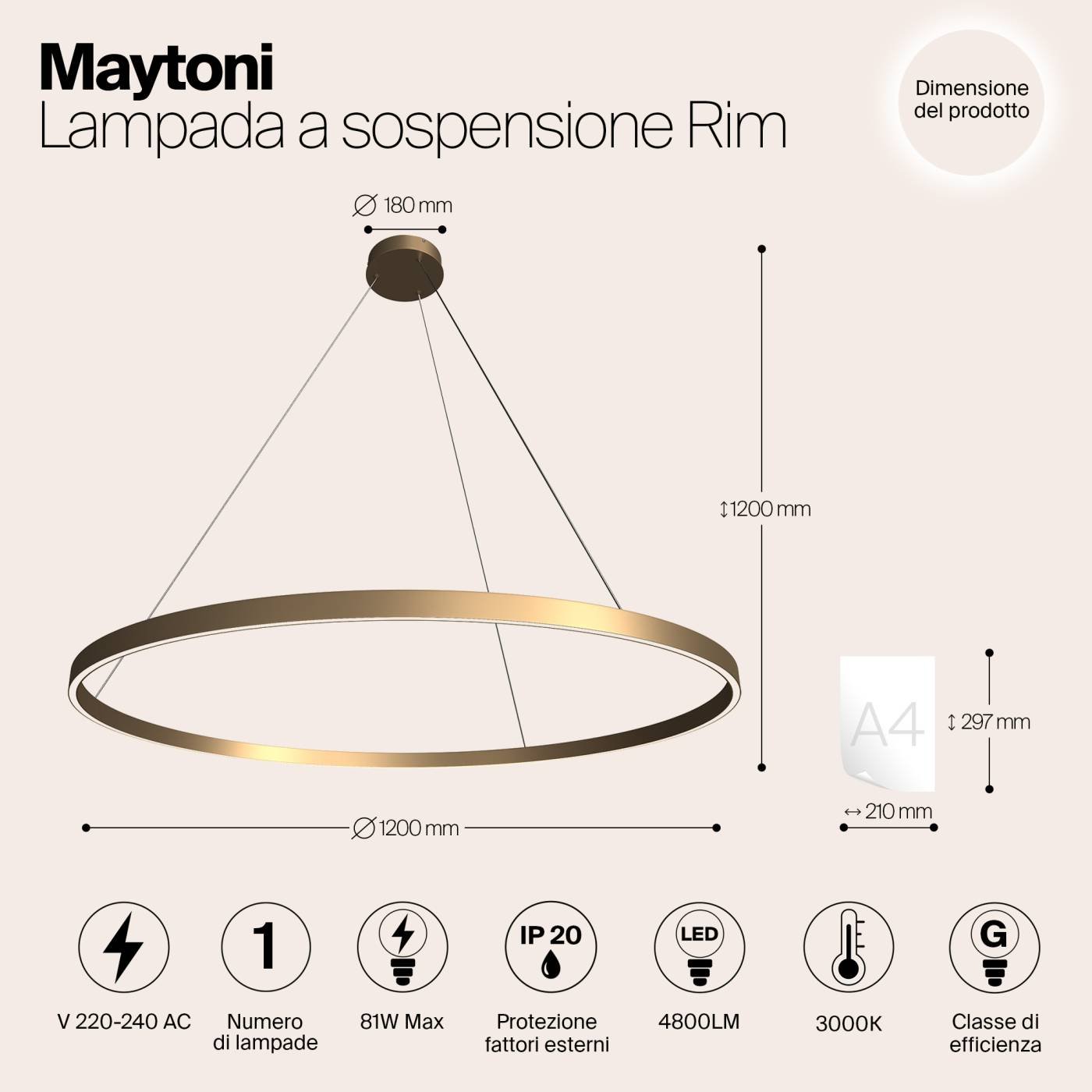 MOD058PL-L65BS3K Подвесная люстра Maytoni Rim MOD058PL-L65BS3K