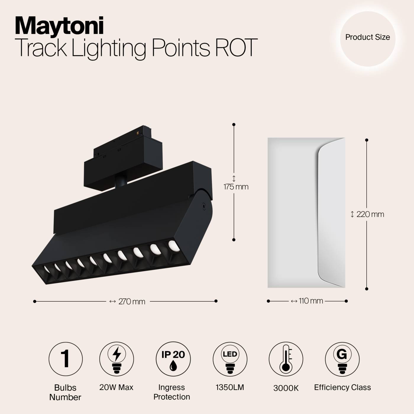 Трековый светильник Maytoni Points Rot Gravity TR015-2-20W3K-B