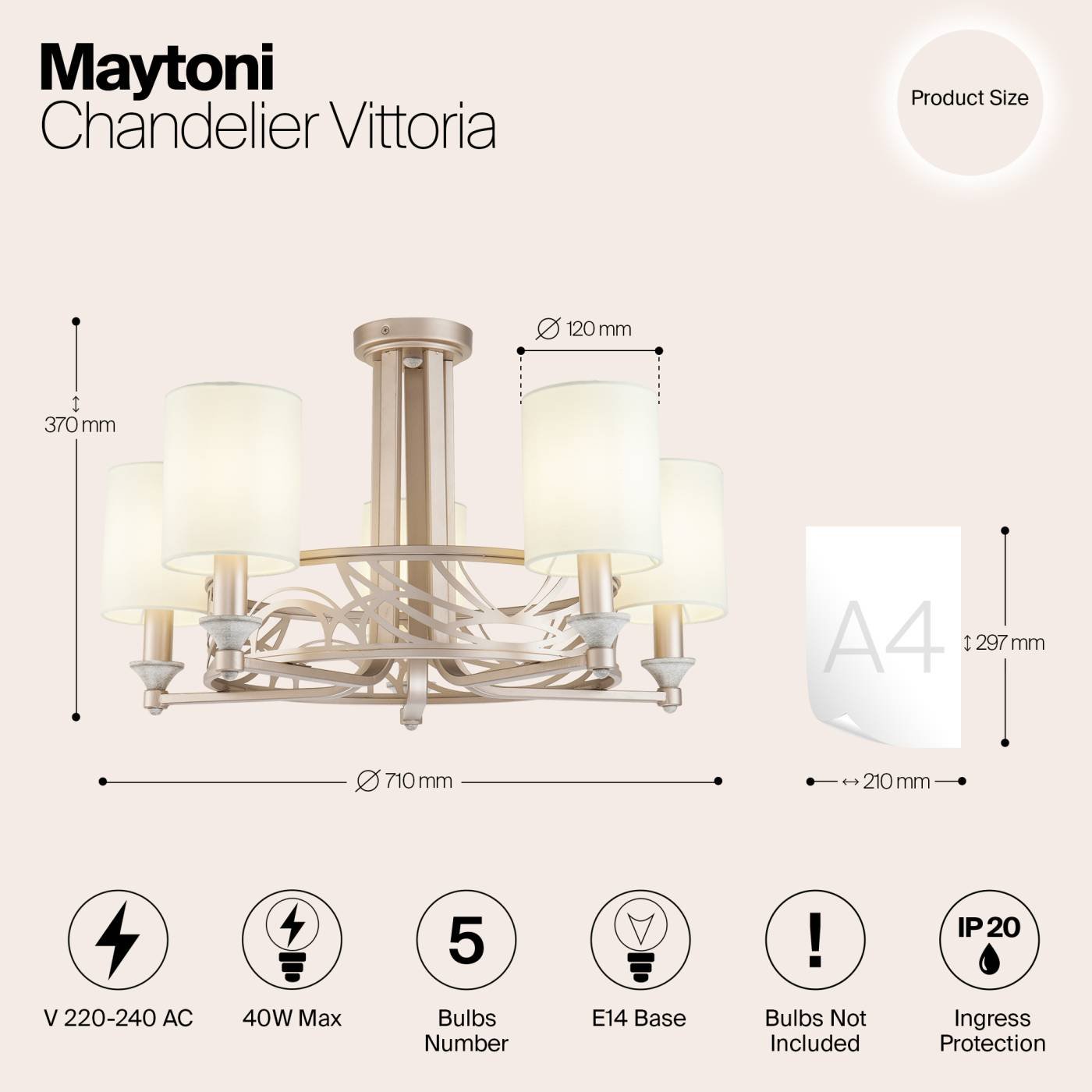 H004CL-05BG Потолочная люстра Maytoni Vittoria H004CL-05BG