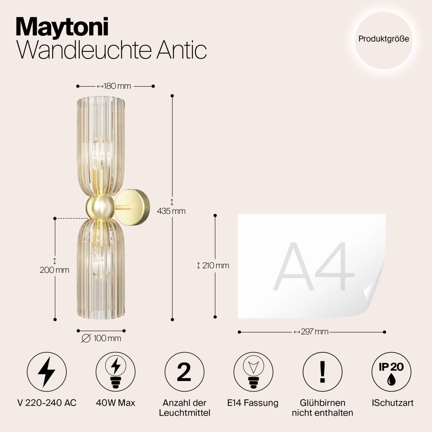Настенное бра Maytoni Antic MOD302WL-02CG