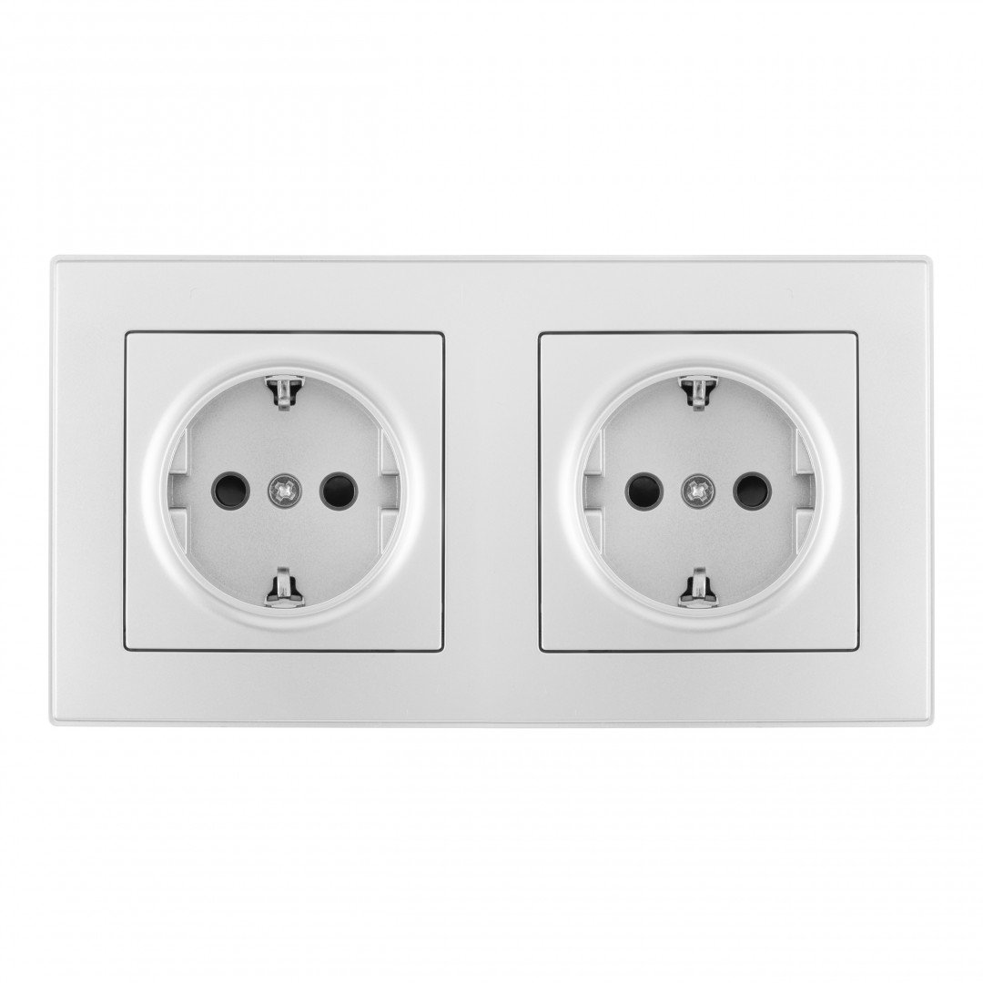 SET06-2-40-1x2 silver Розетка Arte Milano Set06-2 SET06-2-40-1x2 silver