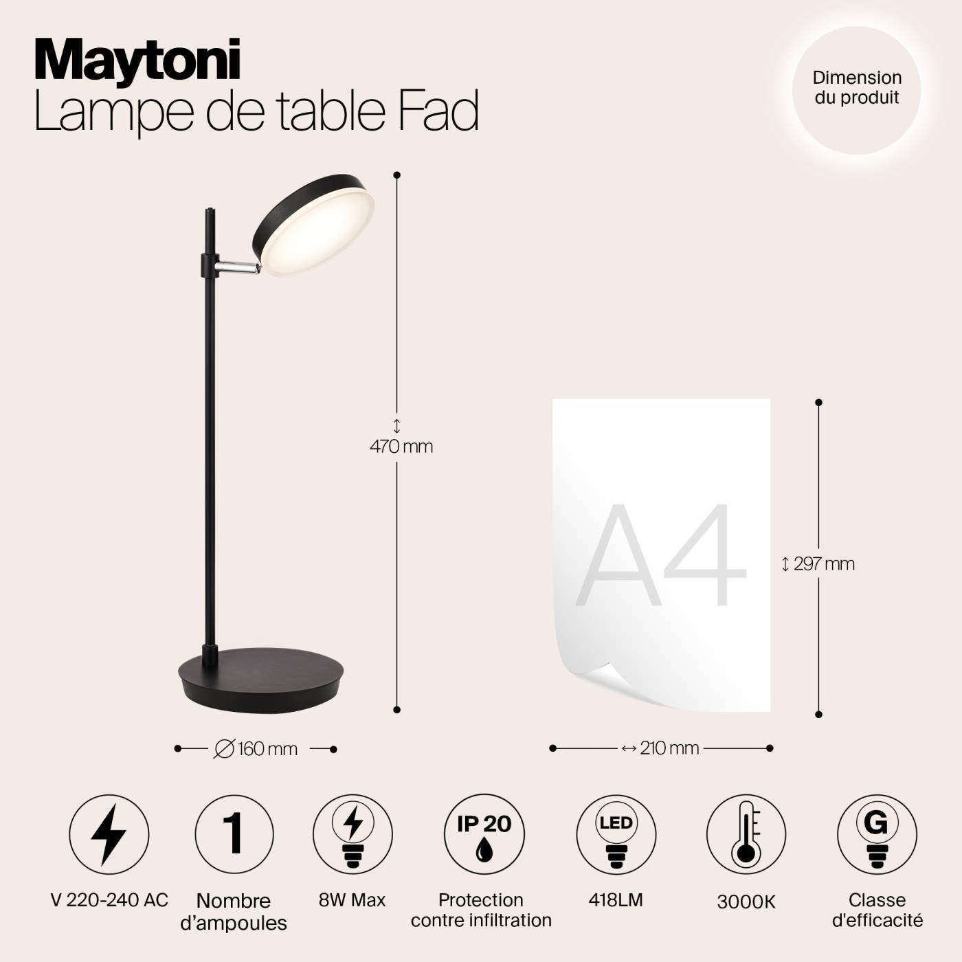 MOD070TL-L8B3K Настольная лампа Maytoni Fad MOD070TL-L8B3K