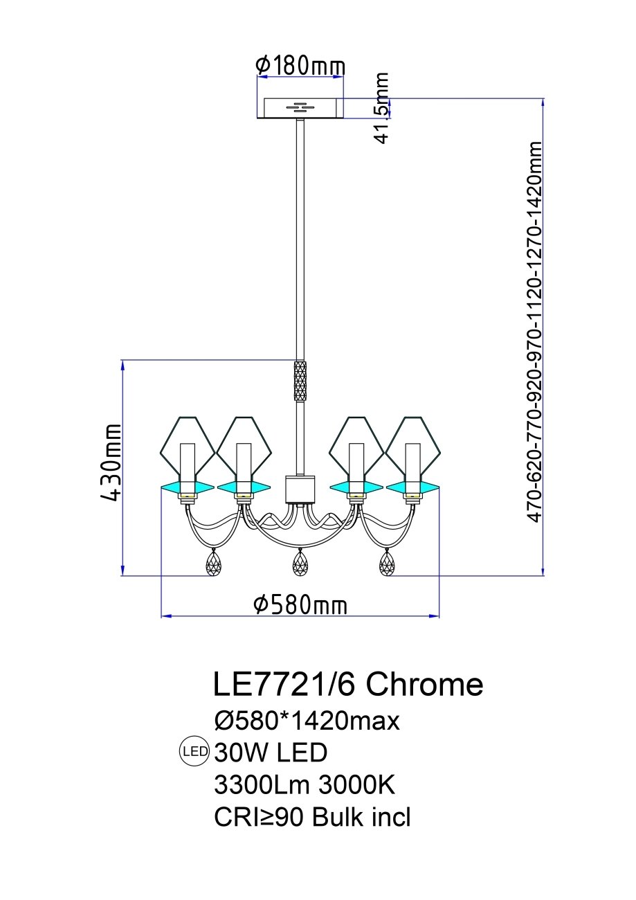 LE7721/6 Chrome Люстра на штанге LEON Therese LE7721/6 Chrome
