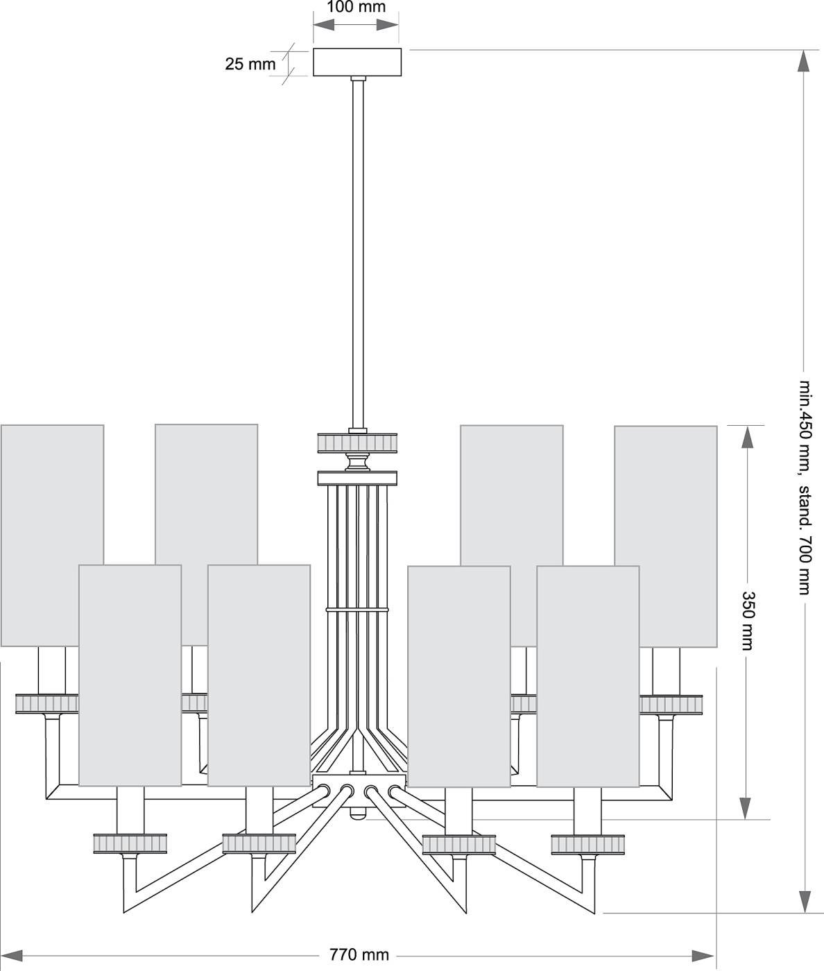 Люстра на штанге Kutek Genova GEN-ZW-8(P/A)
