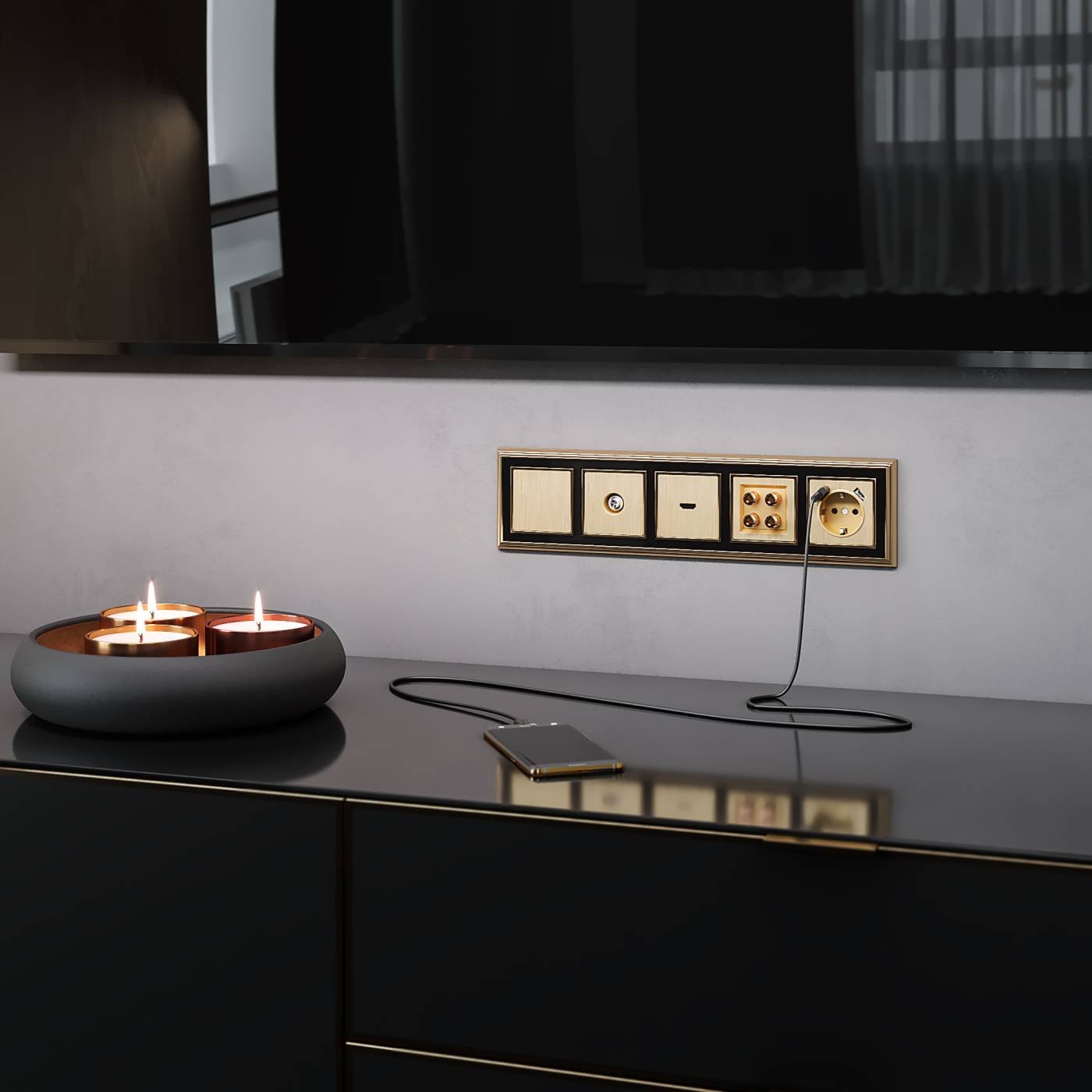 Розетка Werkel W1183010/ ТВ-розетка оконечная (шампань рифленый)