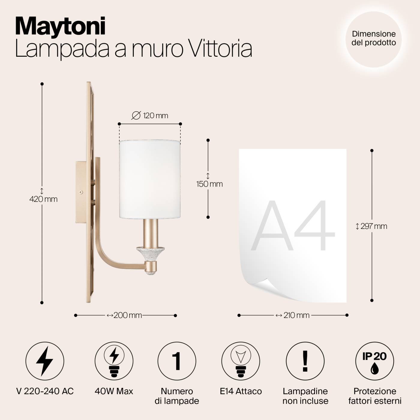 H005WL-01BG Настенное бра Maytoni Vittoria H005WL-01BG