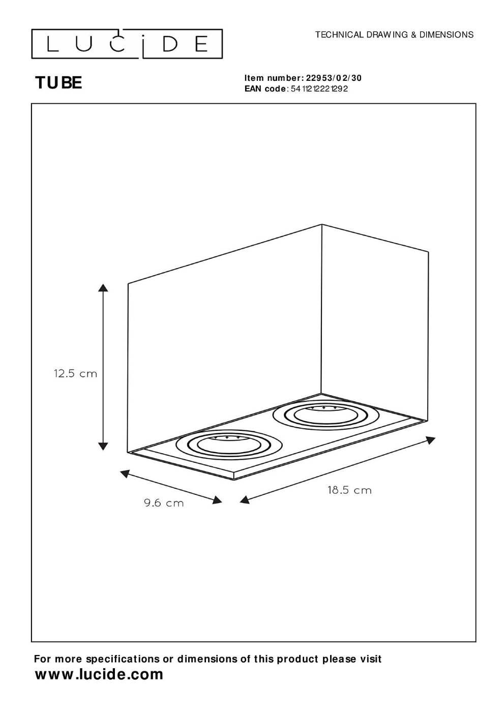 Накладной светильник Lucide Tube 22953/02/30