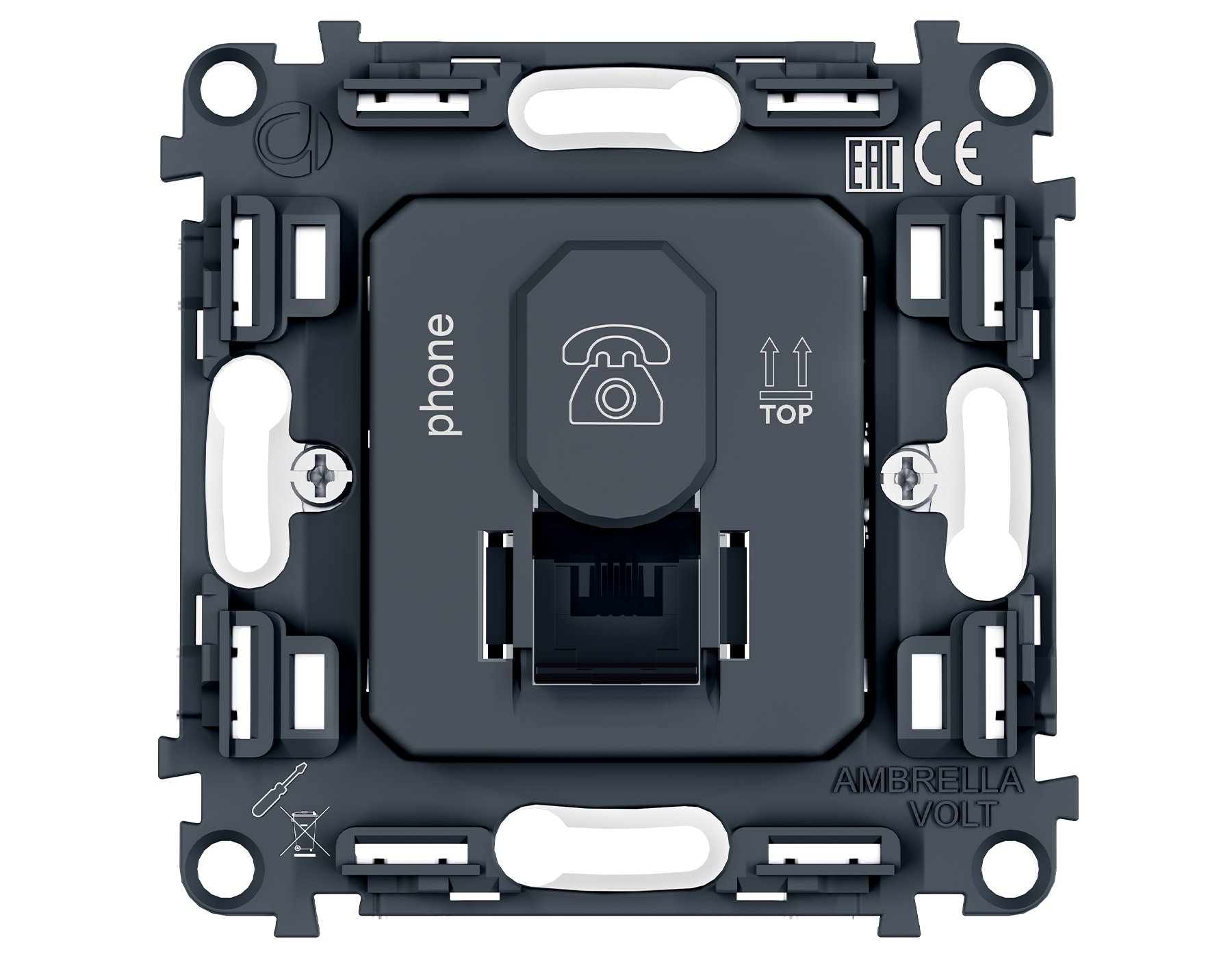 PR190 PR190 Механизм телефонной розетки RJ-11 (4P4C) с автоматической защитной шторкой QUANT PRO