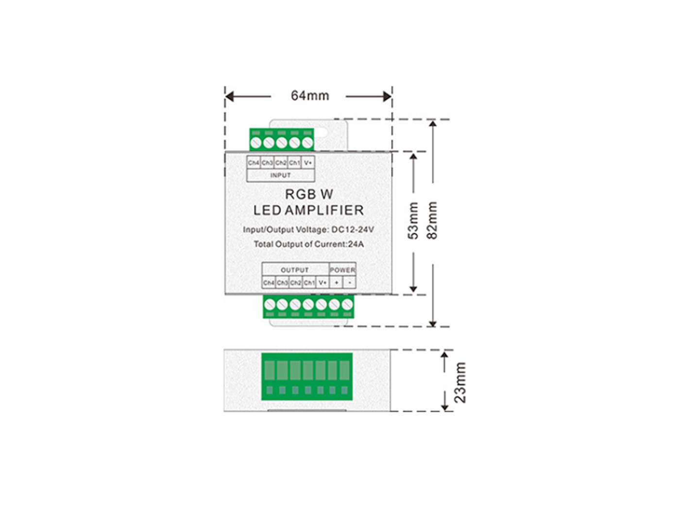 00-00000295 Усилитель RGB+W, 24А, AMP-RGBW-24A, SWG Standard 00-00000295