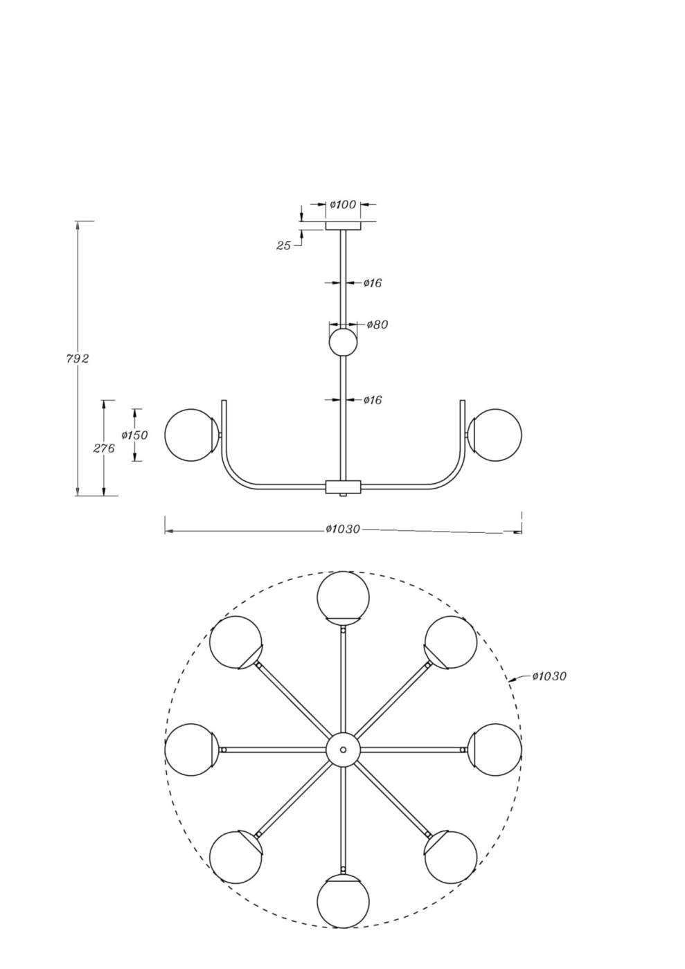 MOD109PL-08BS Люстра на штанге Maytoni Rendez-Vous MOD109PL-08BS