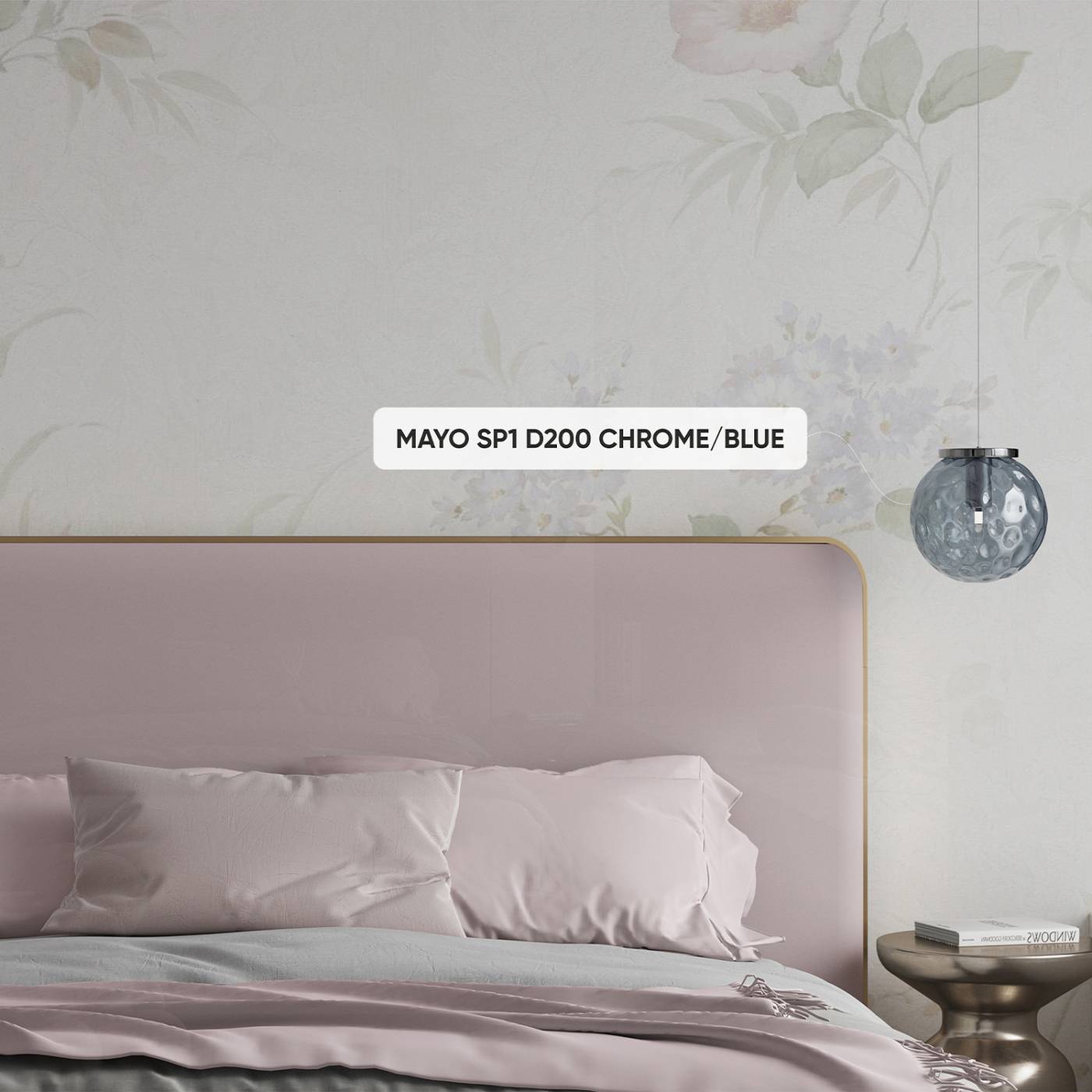 MAYO SP1 D200 CHROME/BLUE Светильник подвесной Crystal Lux Mayo MAYO SP1 D200 CHROME/BLUE