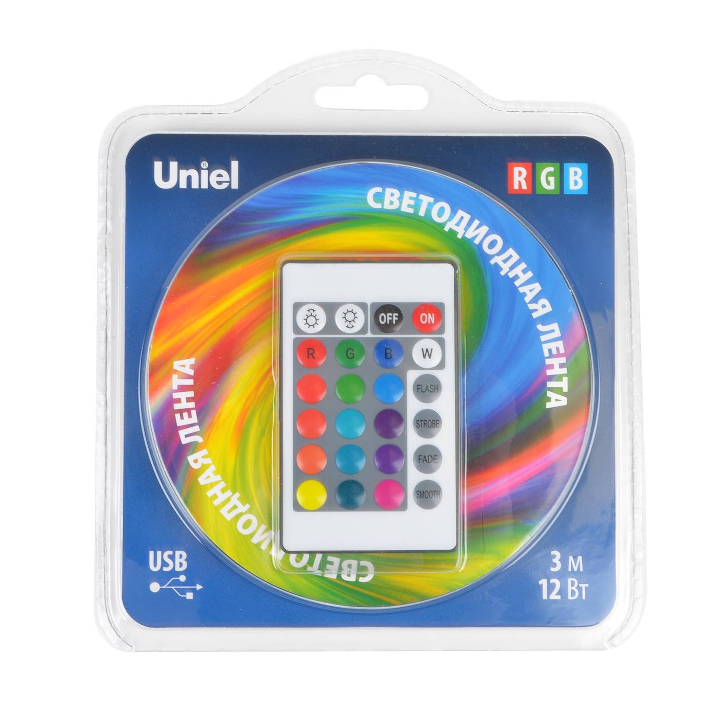 Готовый комплект Uniel ULS-U12 3M/RGB/1.5M/USB/RC IP20 RUA02C24 блистер