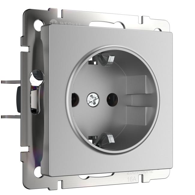 W1171006/ Розетка с заземлением (серебряный) Розетка Werkel W1171006/ Розетка с заземлением (серебряный)