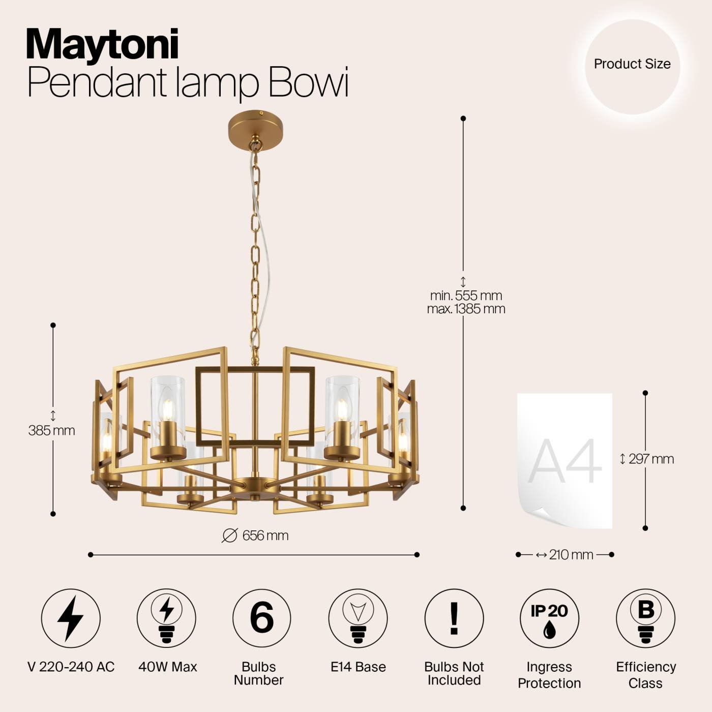 H009PL-06G Подвесная люстра Maytoni Bowi H009PL-06G