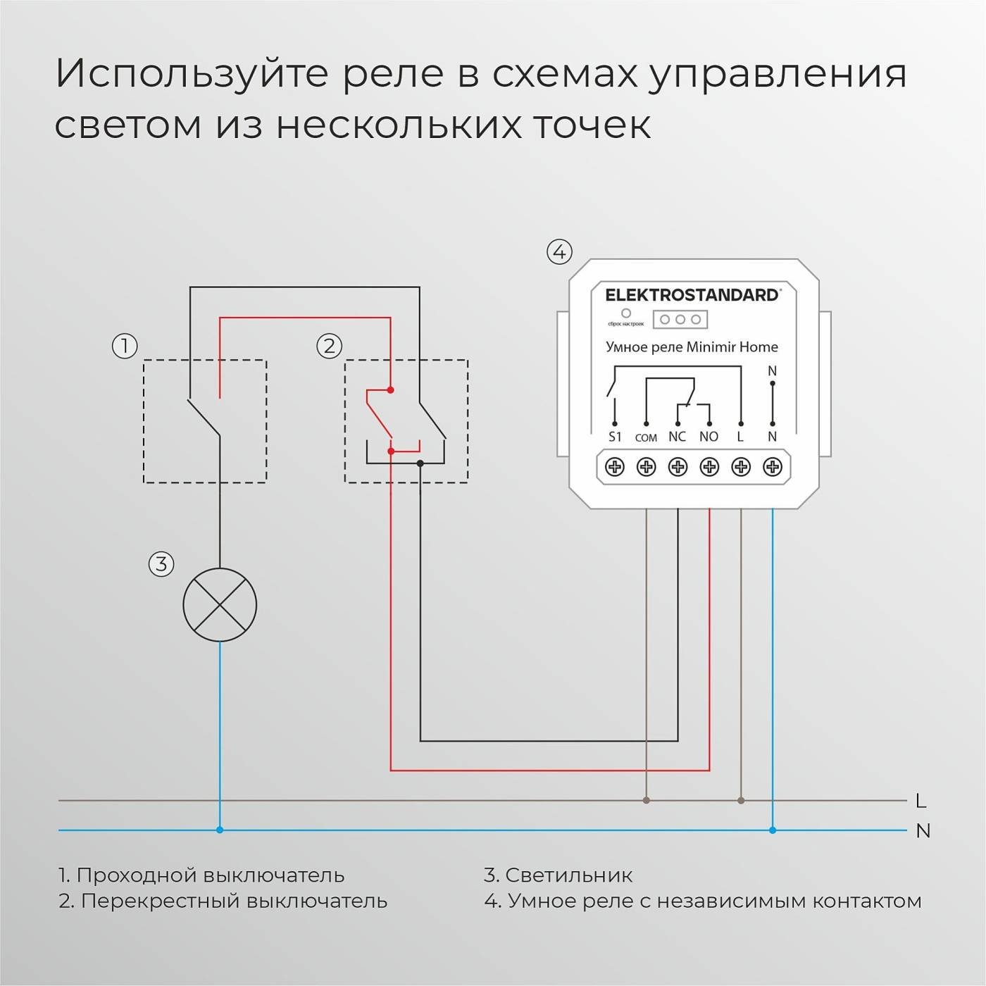 Wi-Fi реле Elektrostandard 76010/00 реле Умный дом с независимым контактом