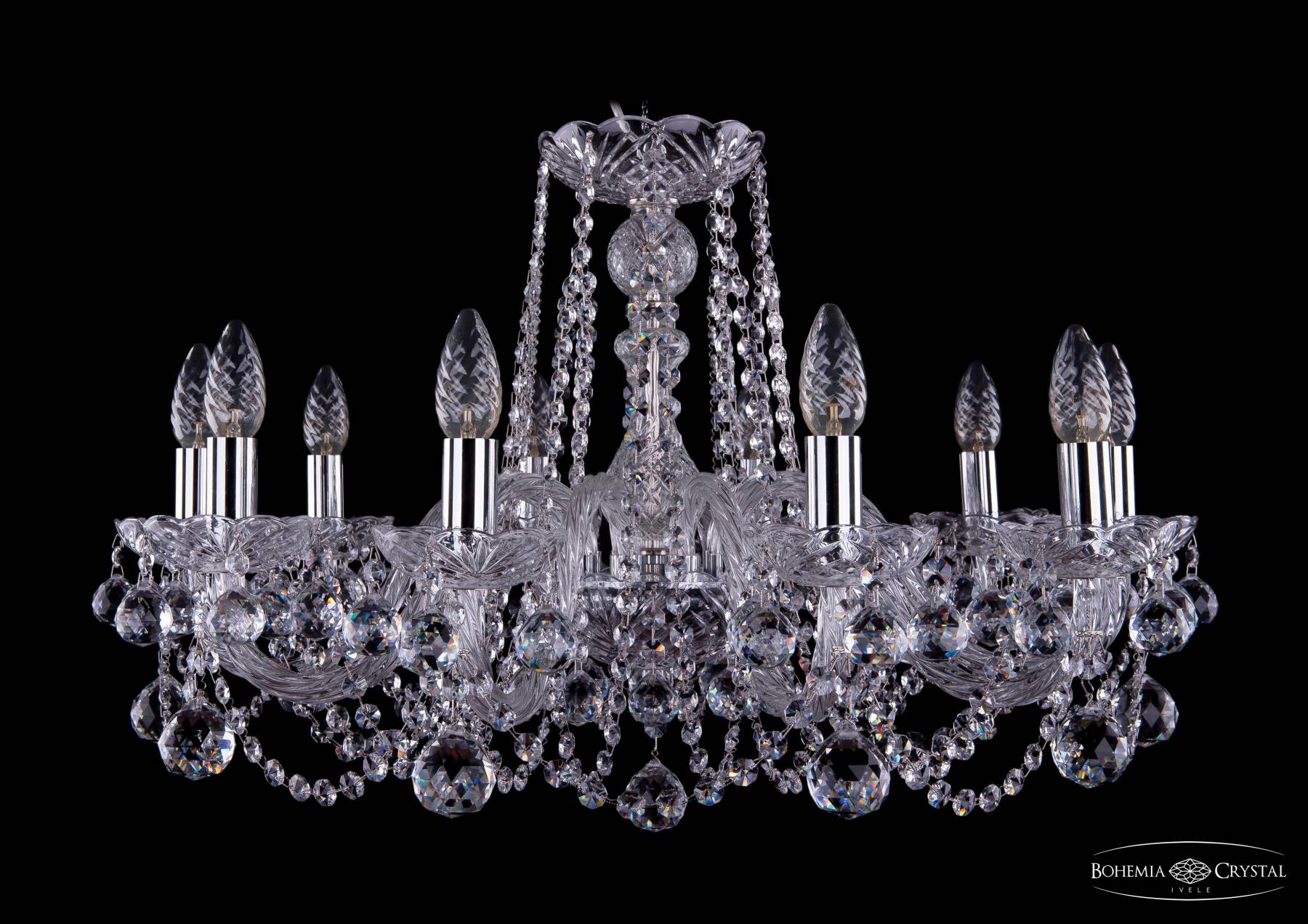 1402/10/240 Ni Balls Подвесная хрустальная люстра 1402 Bohemia 1402/10/240 Ni Balls