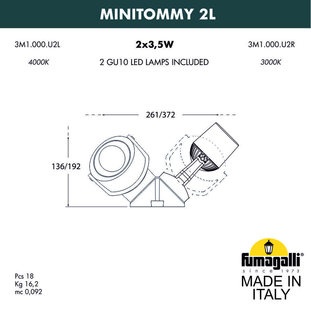 Прожектор уличный Fumagalli Minitommy 3M1.000.000.LXU2L