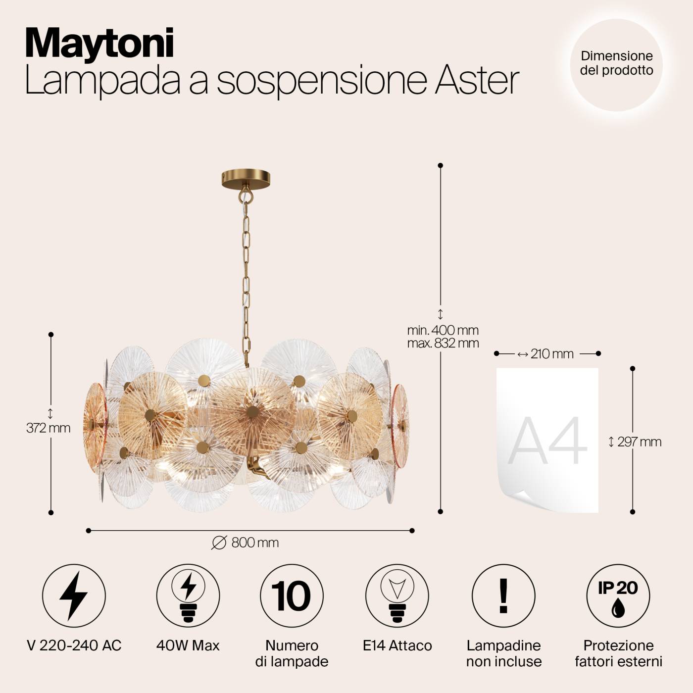 MOD007PL-10G Подвесная люстра Maytoni Aster MOD007PL-10G