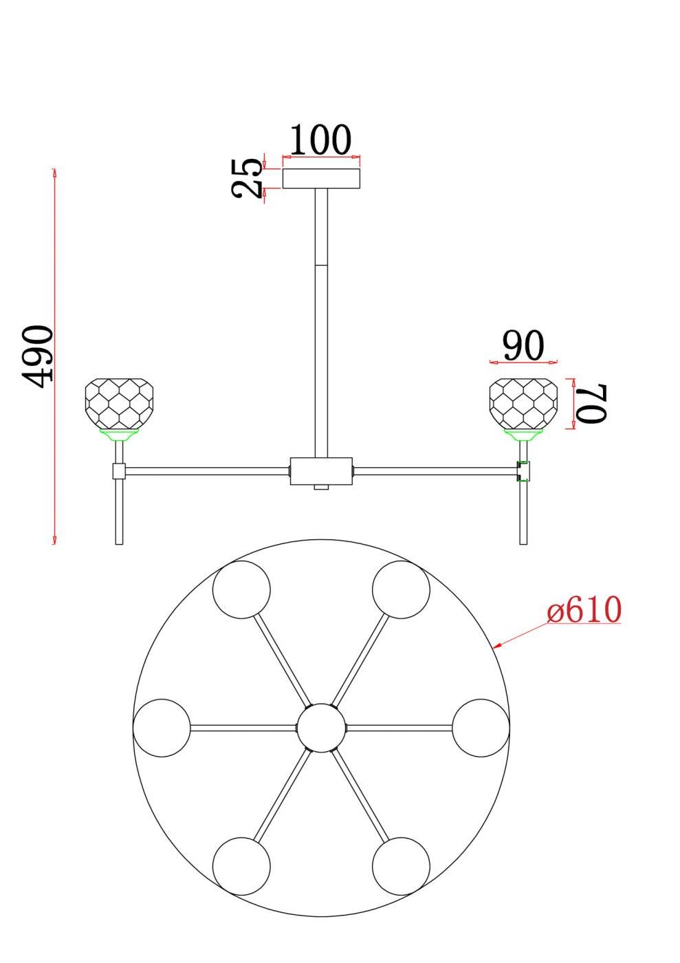 FR5236PL-06BS Люстра на штанге Одуванчик / Blowball Freya FR5236PL-06BS