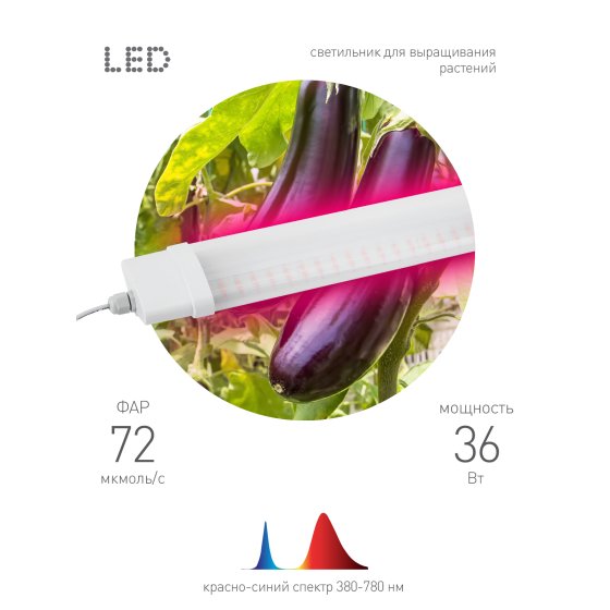 Светильник для растений, фитолампа светодиодная линейная ЭРА FITO-36W-RB-N
