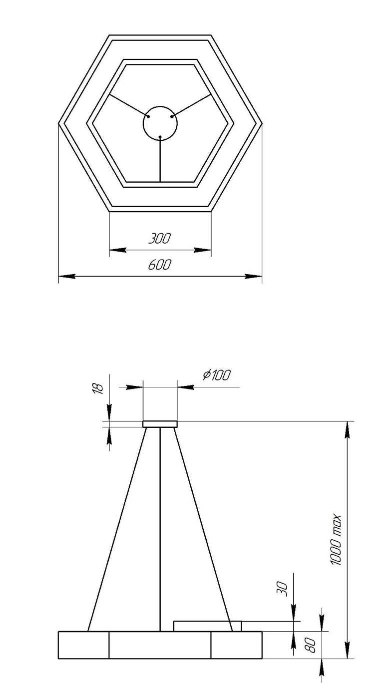 Светильник подвесной ЭРА Hexagon SPO-123-B-40K-045
