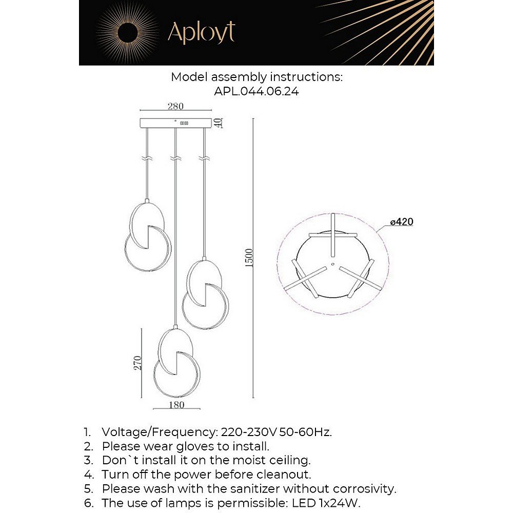 Светильник подвесной Aployt Mila APL.044.06.24